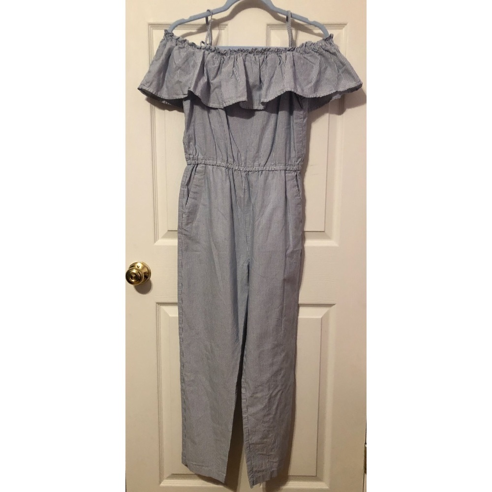 White and blue jumpsuit